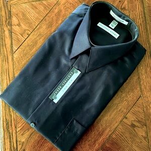 NWT Black Sateen Wrinkle Free Dress Shirt
